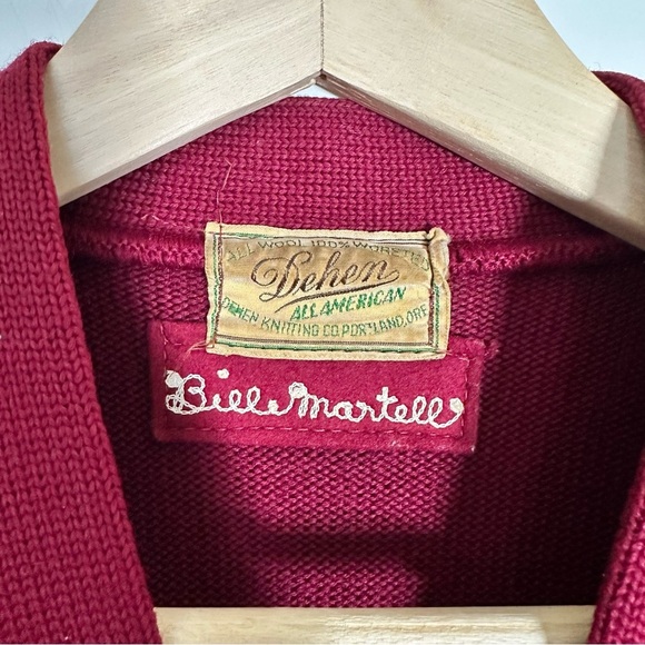 Vintage Dehen Letterman Varsity Cardigan Wool Striped Sleeve Size M - Picture 2 of 8